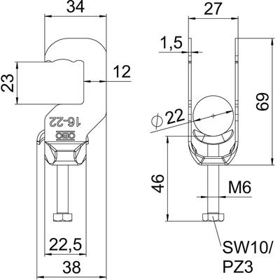 OBO Bettermann Vertr Bügelschelle 16-22mm BS-RS1-M-22 FT