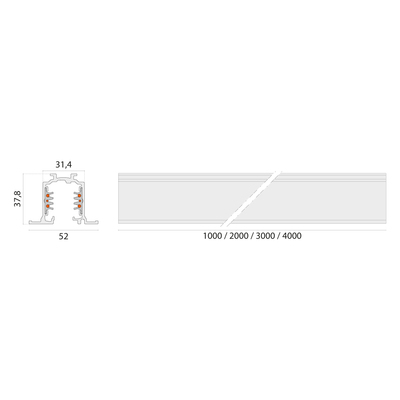 Performance in Light 3-Phasen-Stromschiene Einbau 1000mm 310834