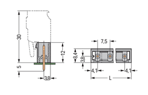 WAGO GmbH & Co. KG THT-Stiftleiste Lötstift 1,2x1,2,gerade,grau 231-266/001-000