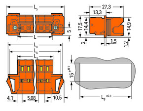 WAGO GmbH & Co. KG 1-Leiter-Stiftleiste CAGECLAMP,2,5mm²,or 231-644/129-000 WAGO GmbH & Co. KG 1-Leiter-Stiftleiste CAGECLAMP,2,5mm²,or 231-644/129-000
