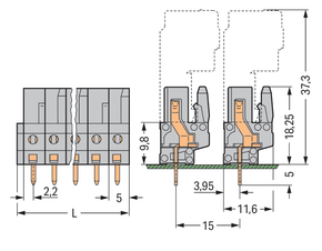 WAGO GmbH & Co. KG THT-Federleiste gerade Rastermaß 5mm,grau 232-137