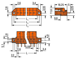WAGO GmbH & Co. KG THT-Federleiste gerade Maß 5,08mm,orange 232-165/031-000