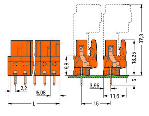 WAGO GmbH & Co. KG THT-Federleiste gerade Maß 5,08mm,orange 232-172