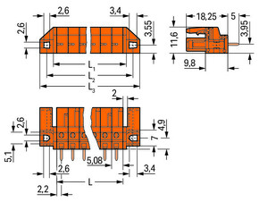 WAGO GmbH & Co. KG THT-Federleiste gerade Maß 5,08mm,orange 232-173/047-000