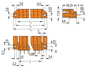 WAGO GmbH & Co. KG THT-Federleiste gerade Maß 5,08mm,orange 232-180/047-000