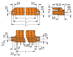 WAGO GmbH & Co. KG THT-Federleiste gerade Maß 5,08mm,orange 232-183/031-000