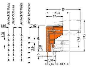 WAGO GmbH & Co. KG THT-Aufstock-Stiftleiste 1,0x1,0,abgew.,or 232-366