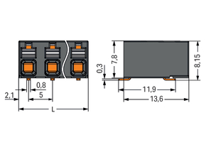 WAGO GmbH & Co. KG SMD-Leiterplattenklemme Drücker,1,5mm²,sw 20863205700000900000