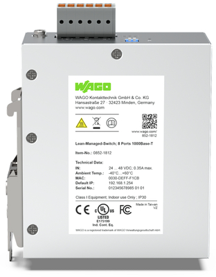WAGO GmbH & Co. KG Lean-Managed-Switch 8-port 1000BASE-T 852-1812