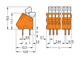 WAGO GmbH & Co. KG Leiterplattenklemme Drücker,0,5mm²,or 233-506