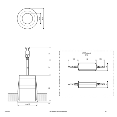 EVN Lichttechnik LED Downlight mit Netzteil dimmbar, IP44 C44030902