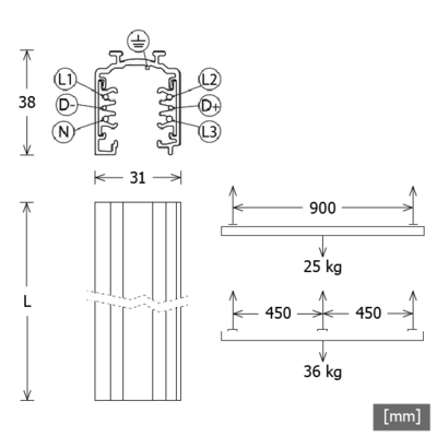 LTS Licht&Leuchten Stromschiene 1m weiß ST-A 10/9000A-1-STws