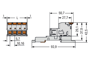 WAGO GmbH & Co. KG 1-Leiter-Stiftleiste PushinCAGECLAMP,lgr 832-1206/306-000