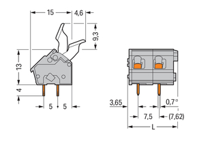 WAGO GmbH & Co. KG Leiterplattenklemme Drücker,2,5 mm²,grau 256-510/333-000