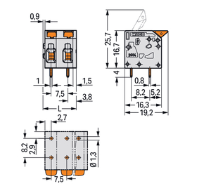 WAGO GmbH & Co. KG Leiterplattenklemme Hebel 4mm²,grau 2604-1308