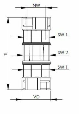 Wiska Wellrohradapter, gerade NW12-12, blaugrau BFC-12-12-BG