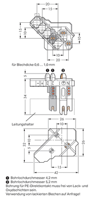 WAGO GmbH & Co. KG Buchsenteil m. PE-Direktk. mit Rastfüßen,weiß 267-174