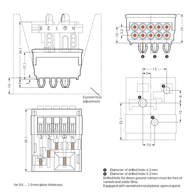 WAGO GmbH & Co. KG Leitungshalter m.PE-Direkt mit Rastfüßen,weiß 267-303