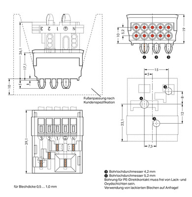 WAGO GmbH & Co. KG Leitungshalter o.PEKontakt mit Rastfüßen,weiß 267-315