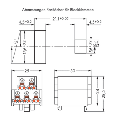 WAGO GmbH & Co. KG Netzanschlussklemme mit Rastfüßen,weiß 272-122/001-000