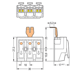 WAGO GmbH & Co. KG Leuchtenanschlussklemme PE-Rastkontakt,weiß 294-4253