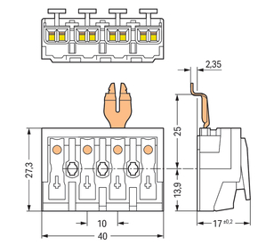 WAGO GmbH & Co. KG Leuchtenanschlussklemme PE-Rastkontakt,weiß 294-4314