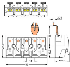 WAGO GmbH & Co. KG Leuchtenanschlussklemme PE-Rastkontakt,weiß 294-4355