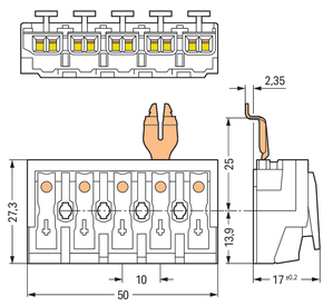 WAGO GmbH & Co. KG Leuchtenanschlussklemme PE-Rastkontakt,weiß 294-4355