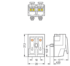 WAGO GmbH & Co. KG Leuchtenanschlussklemme ohne PE-Kontakt,weiß 294-5052