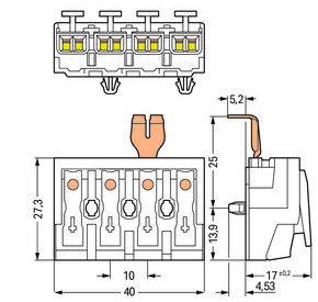 WAGO GmbH & Co. KG Leuchtenanschlussklemme PE-Rastkontakt,weiß 294-5214