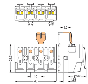 WAGO GmbH & Co. KG Leuchtenanschlussklemme PE-Rastkontakt,weiß 294-5214
