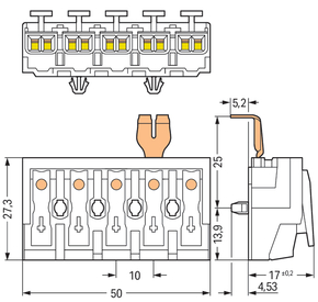 WAGO GmbH & Co. KG Leuchtenanschlussklemme PE-Rastkontakt,weiß 294-5235