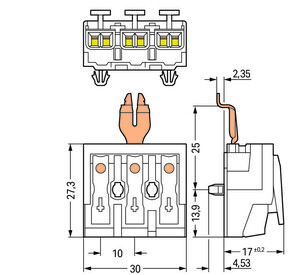 WAGO GmbH & Co. KG Leuchtenanschlussklemme PE-Rastkontakt,weiß 294-5323