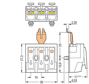 WAGO GmbH & Co. KG Leuchtenanschlussklemme PE-Rastkontakt,weiß 294-5323