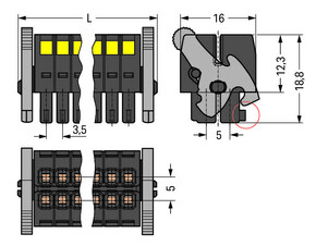 WAGO GmbH & Co. KG 1-LeiterFederleiste2reihig CAGECLAMP 1,5mm²,sw 713-1106/037-000