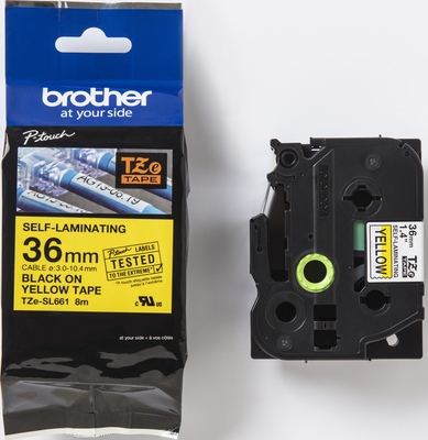 Brother Schriftband 36mm ge/sw selbstlamin.8m TZe-SL661