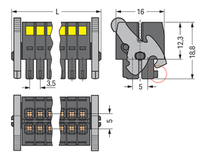 WAGO GmbH & Co. KG 1-LeiterFederleiste2reihig CAGECLAMP 1,5mm²,sw 713-1107/037-047/033