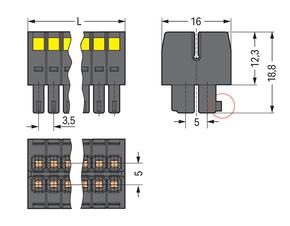 WAGO GmbH & Co. KG 1-LeiterFederleiste2reihig CAGECLAMP 1,5mm²,sw 713-1116