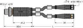 Turck Y-Verterteiler m. Leitung StM12x1-2xKuM8x1 VBRS4.42PKG3#6634287