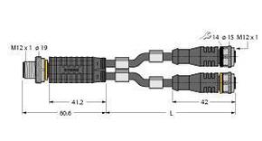 Turck Y-Verterteiler m. Leitung StM12x1-2xKuM12x1 VBRS4.42RKC4#6628123