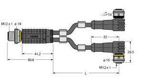 Turck Y-Verterteiler m. Leitung StM12x1-2xKuM12x1 VBRS4.4-2WK#6628096