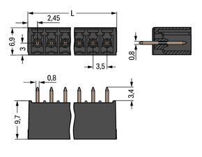 WAGO GmbH & Co. KG THT-Stiftleiste Lötstift 0,8x0,8,gerade,sw 714-142