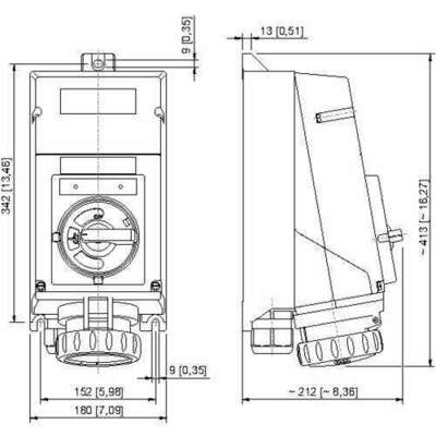 Stahl Wandsteckdose 63A blau 9h 8579/31-409 #270907