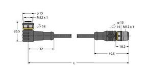 Turck Aktuator- u. Sensorleitung PUR WKC4T-7.5-RSC4T/TXO