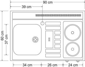 Stengel Miniküche Kitchenline Sand MKSA90KSEKFreBli