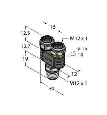 Turck Y-Verterteiler o. Leitung Stecker-2xKupplung YB2-FSM5-2FKM5