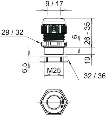 OBO Bettermann Vertr Verschraubung mit Gegenmutter V-TEC VM25+ LGR