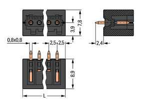 WAGO GmbH & Co. KG THR-Stiftleiste Lötstift 0,8x0,8,gerade,sw 733-338/105-604