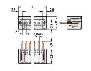 WAGO GmbH & Co. KG THT-Stiftleiste Lötstift 0,8x0,8,gerade,lgr 733-340