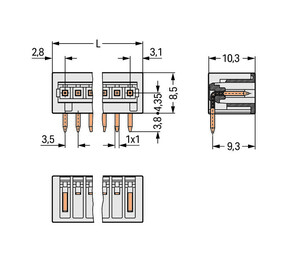 WAGO GmbH & Co. KG THT-Stiftleiste Lötstift 1,0x1,0,abgew.,lgr 734-172